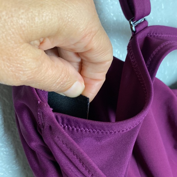 Athleta Square Neck Bra Cup Tankini Top Size 38 D/DD Velvet Plum Color - Picture 7 of 9